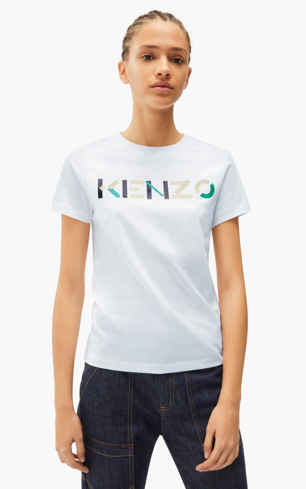 Kenzo with multicoloured logo Tシャツ レディース 白 - BYTFWM679